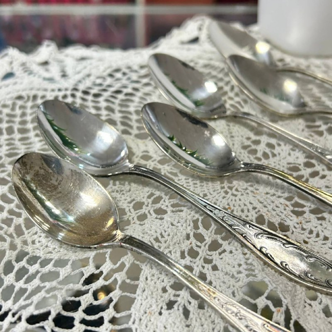 Чайные ложки "Пламя" Кольчугинский завод. Мнц с серебрением. Винтаж, СССР. Цена 6шт. Картинка 4